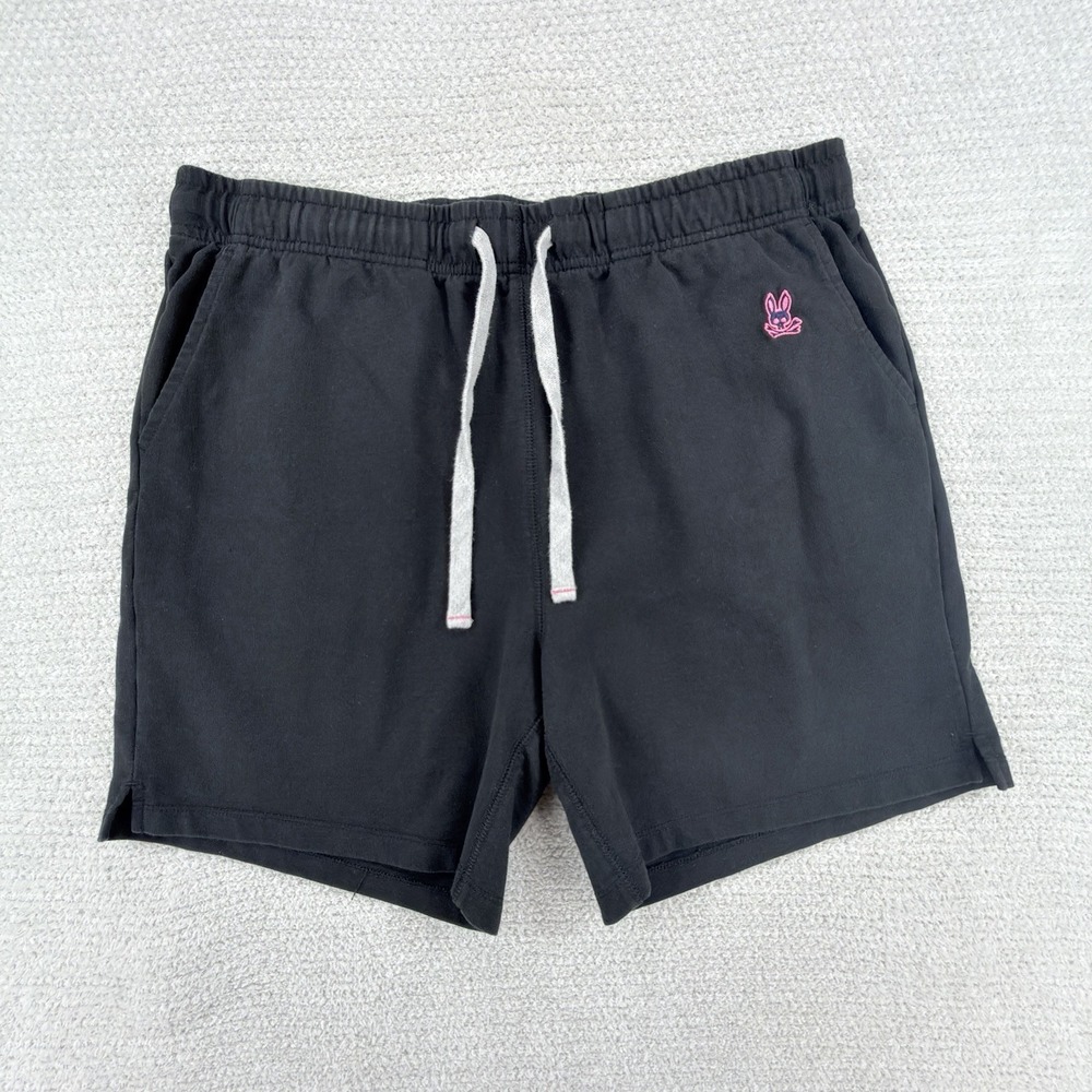 Psycho Bunny Terry Sweat Shorts Men's Large Black Embroidered Logo Casual